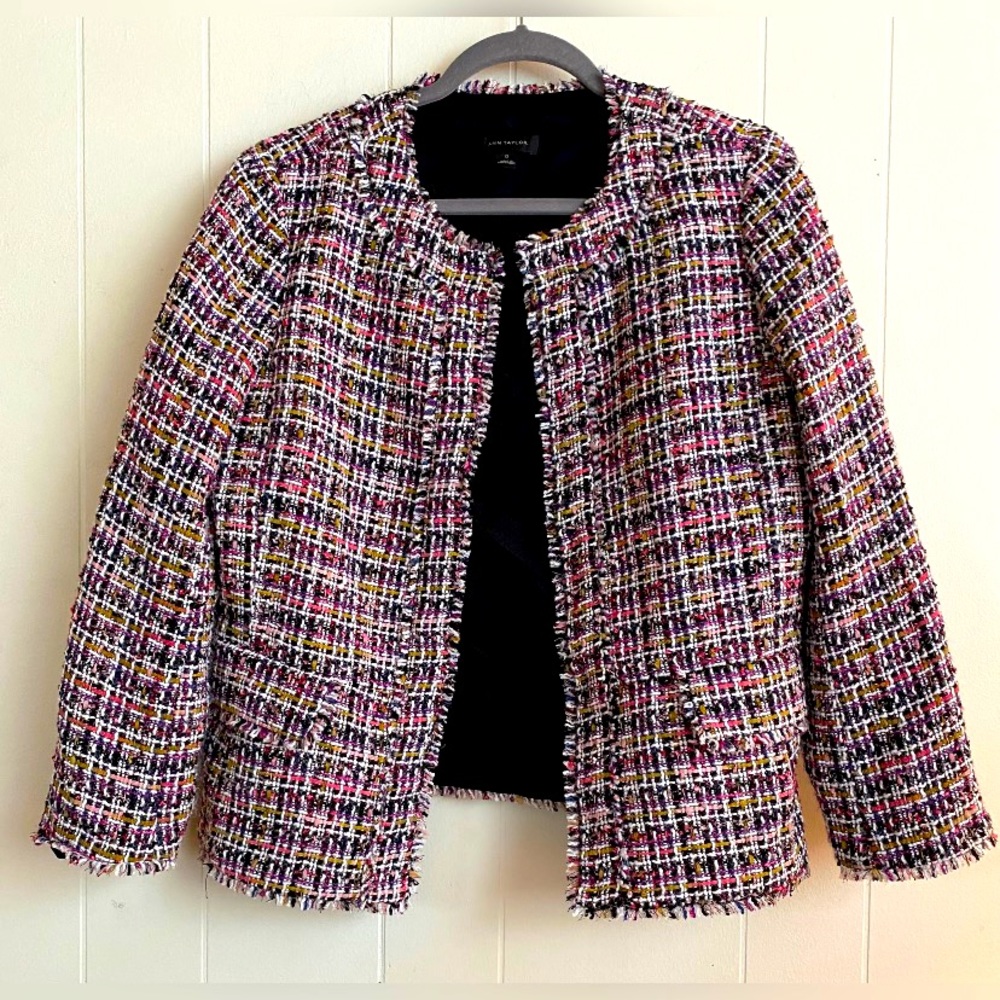 Ann Taylor Multicolor Tweed Blazer